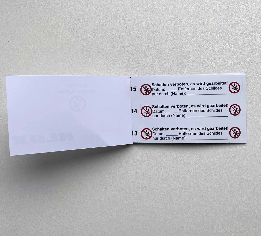 Etikettenblock "Nicht Schalten"