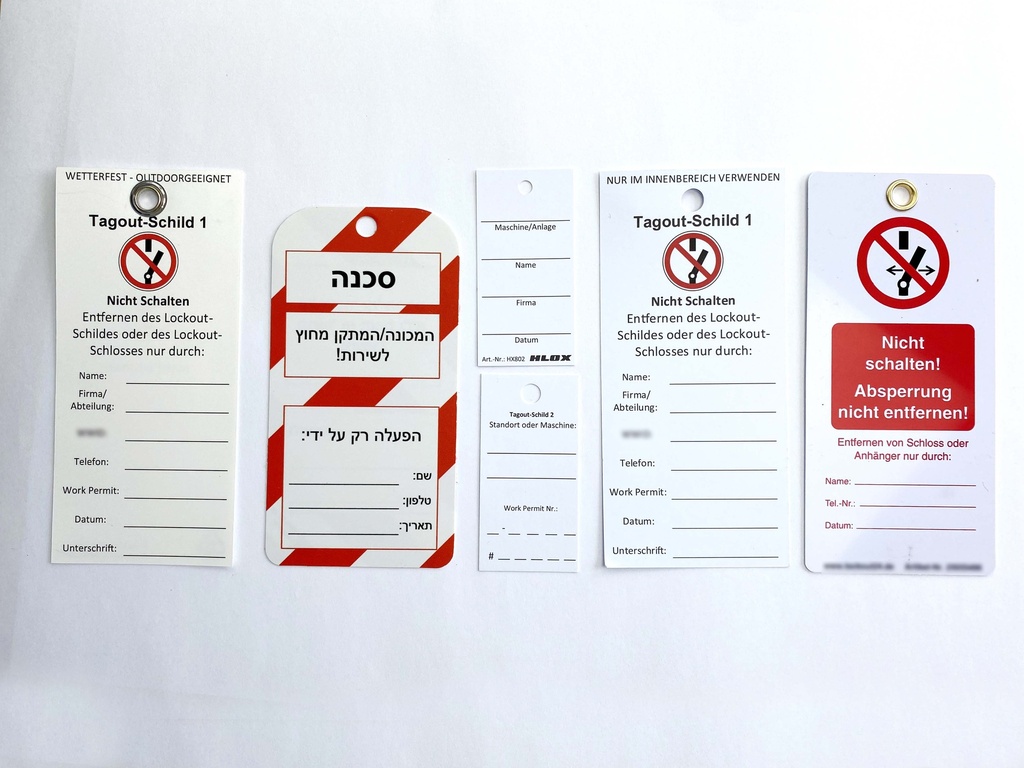 Tagoutanhänger im individuellen Design