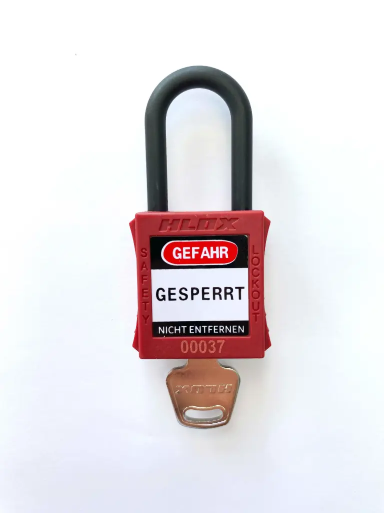 [ER100RDKD] Sicherheitsvorhängeschloss mit 38 mm Nylonbügel (KD) (Rot)