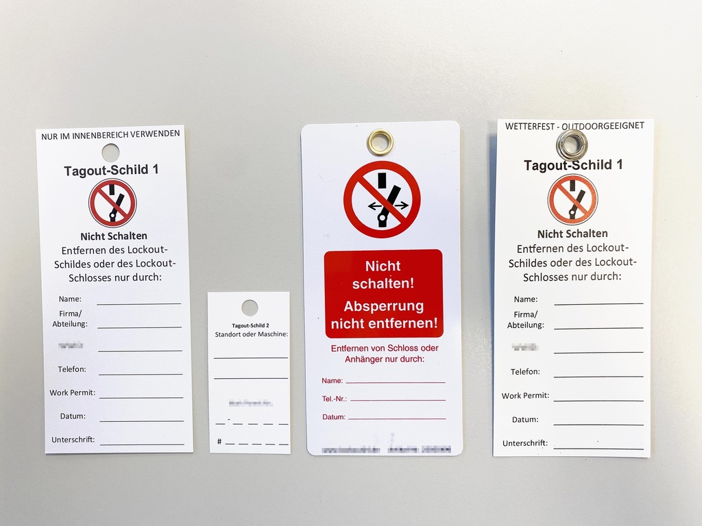 Tagoutanhänger mit individuellem Design